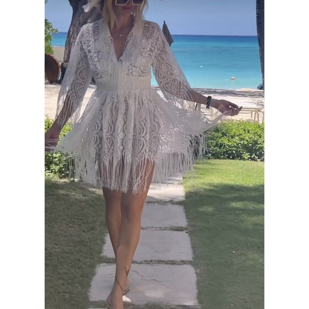 Antica Sartoria 2024 White Short Fringe Lace Dress 🤍🤍 - Picture 4 of 5